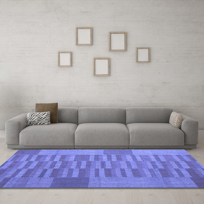 Machine Washable Abstract Blue Contemporary Rug in a Living Room, wshcon1269blu