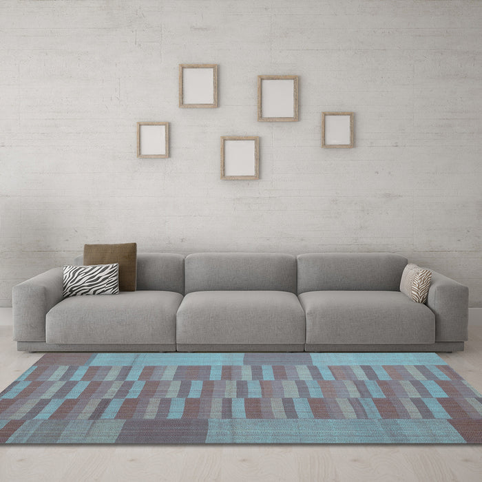 Machine Washable Abstract Light Blue Contemporary Rug in a Living Room, wshcon1269lblu