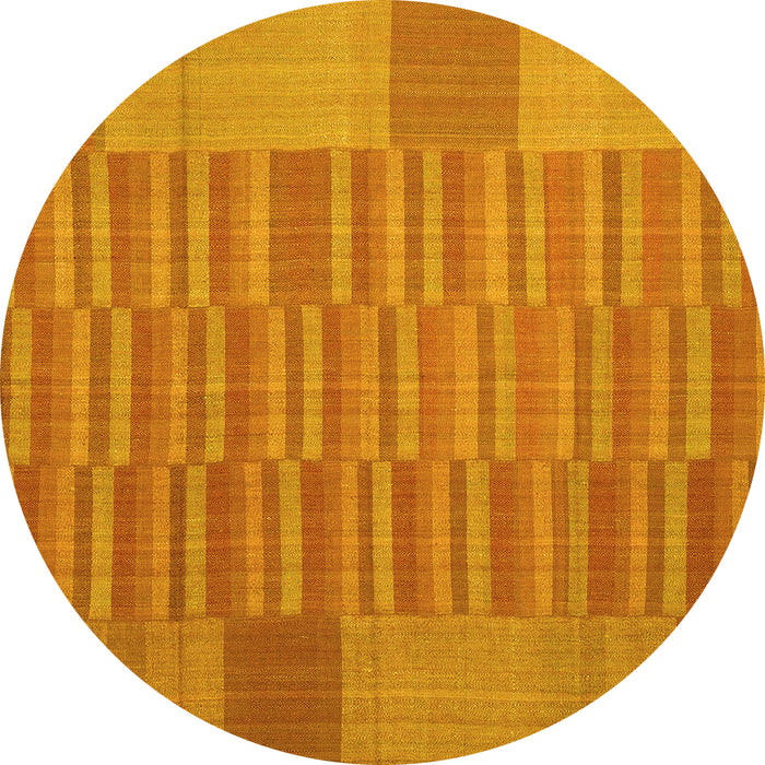 Round Abstract Yellow Contemporary Rug, con1269yw
