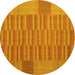 Round Abstract Yellow Contemporary Rug, con1269yw