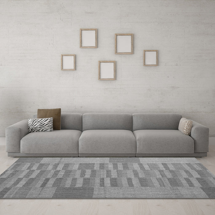 Machine Washable Abstract Gray Contemporary Rug in a Living Room,, wshcon1269gry