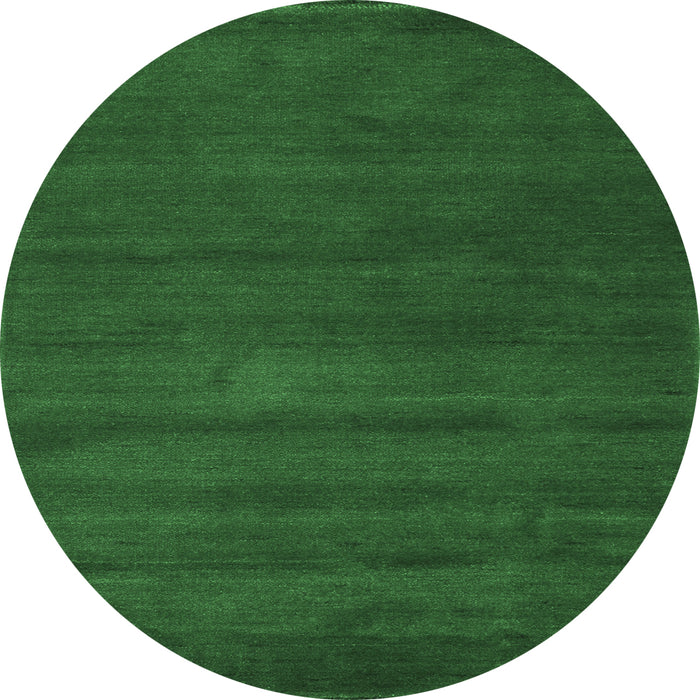 Round Machine Washable Abstract Emerald Green Contemporary Area Rugs, wshcon126emgrn