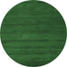 Round Machine Washable Abstract Emerald Green Contemporary Area Rugs, wshcon126emgrn