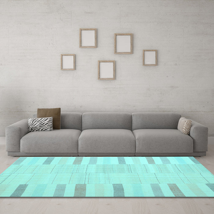 Machine Washable Abstract Light Blue Contemporary Rug in a Living Room, wshcon1270lblu