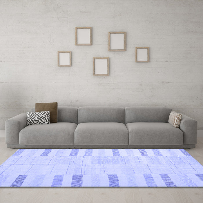 Machine Washable Abstract Blue Contemporary Rug in a Living Room, wshcon1270blu