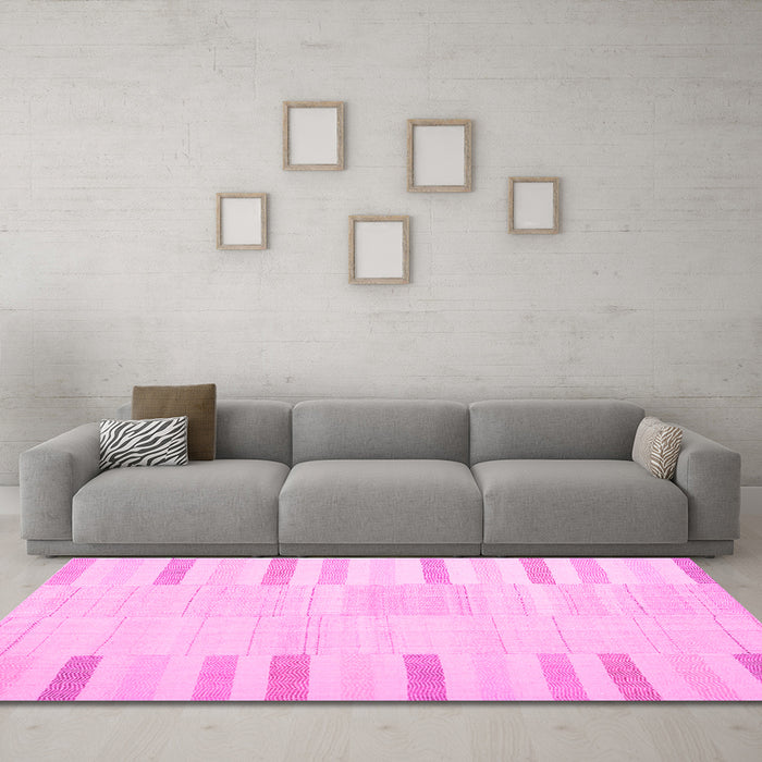 Machine Washable Abstract Pink Contemporary Rug in a Living Room, wshcon1270pnk