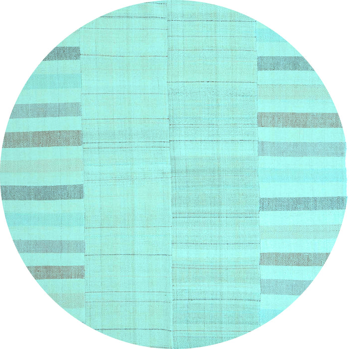 Round Abstract Light Blue Contemporary Rug, con1270lblu