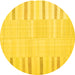 Round Machine Washable Abstract Yellow Contemporary Rug, wshcon1270yw