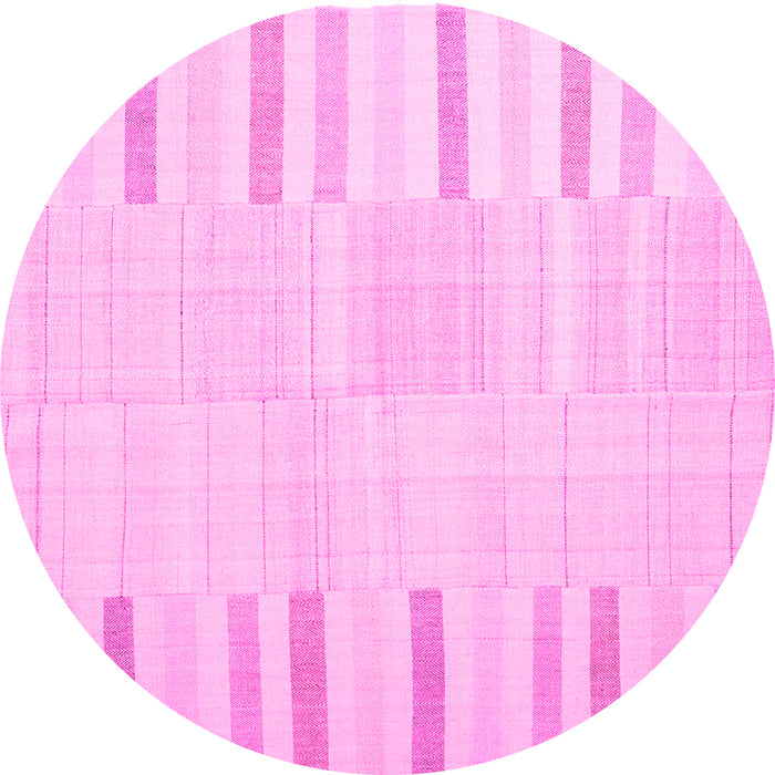 Round Abstract Pink Contemporary Rug, con1270pnk