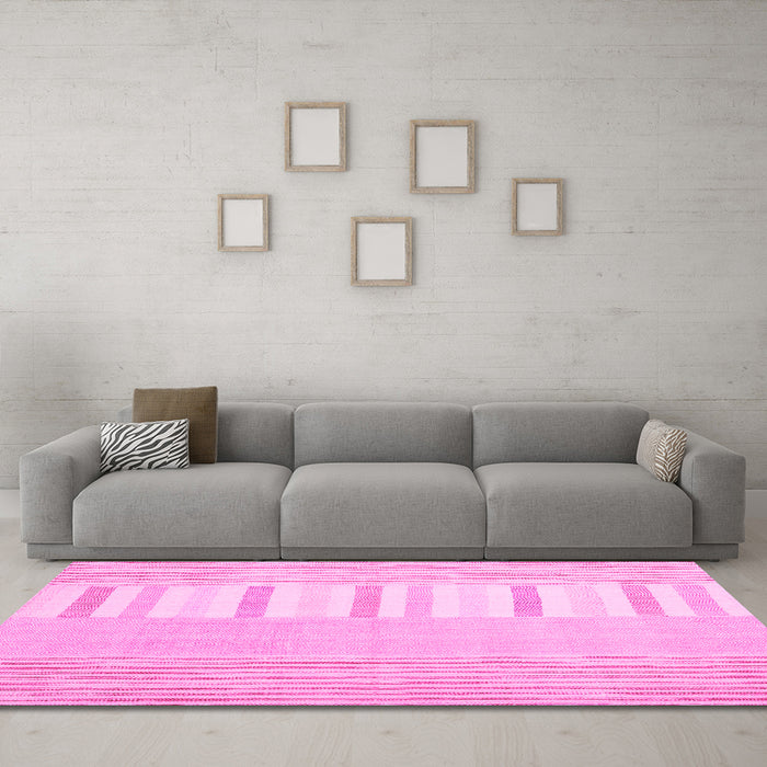 Machine Washable Abstract Pink Contemporary Rug in a Living Room, wshcon1271pnk