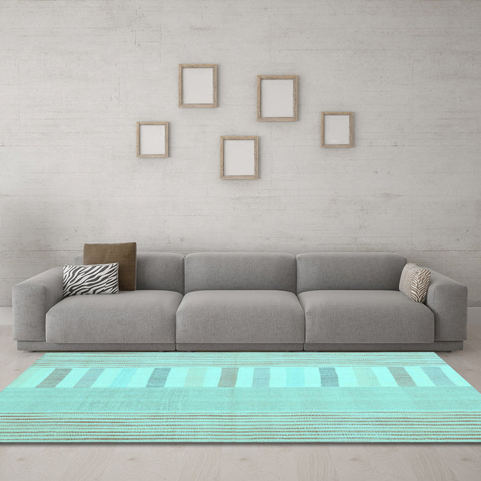 Machine Washable Abstract Light Blue Contemporary Rug in a Living Room, wshcon1271lblu