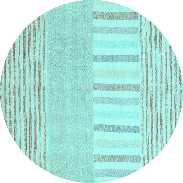 Round Abstract Light Blue Contemporary Rug, con1271lblu