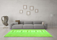 Machine Washable Abstract Green Contemporary Rug, wshcon1271grn