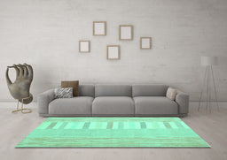Machine Washable Abstract Turquoise Contemporary Area Rugs in a Living Room,, wshcon1271turq