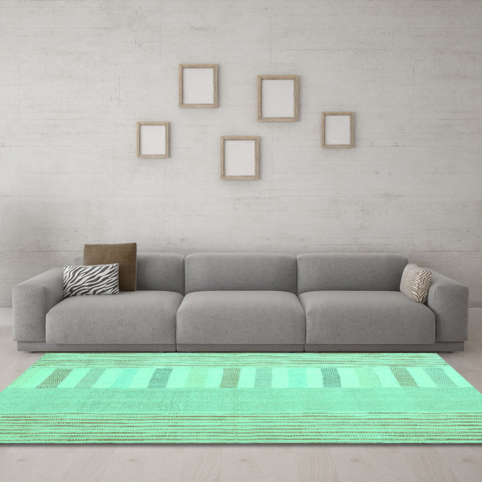 Machine Washable Abstract Turquoise Contemporary Area Rugs in a Living Room,, wshcon1271turq