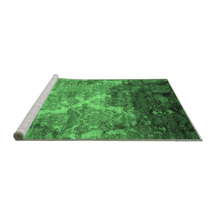 Sideview of Machine Washable Abstract Emerald Green Contemporary Area Rugs, wshcon1272emgrn