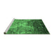 Sideview of Machine Washable Abstract Emerald Green Contemporary Area Rugs, wshcon1272emgrn