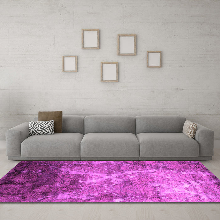 Machine Washable Abstract Pink Contemporary Rug in a Living Room, wshcon1272pnk