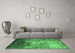 Machine Washable Abstract Emerald Green Contemporary Area Rugs in a Living Room,, wshcon1272emgrn