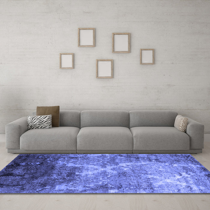 Machine Washable Abstract Blue Contemporary Rug in a Living Room, wshcon1272blu
