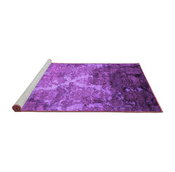 Sideview of Machine Washable Abstract Purple Contemporary Area Rugs, wshcon1272pur