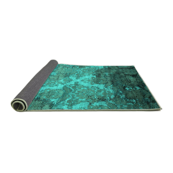 Sideview of Abstract Turquoise Contemporary Rug, con1272turq