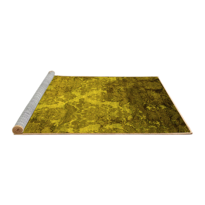 Sideview of Machine Washable Abstract Yellow Contemporary Rug, wshcon1272yw