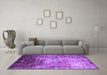 Machine Washable Abstract Purple Contemporary Area Rugs in a Living Room, wshcon1272pur