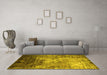 Machine Washable Abstract Yellow Contemporary Rug in a Living Room, wshcon1272yw