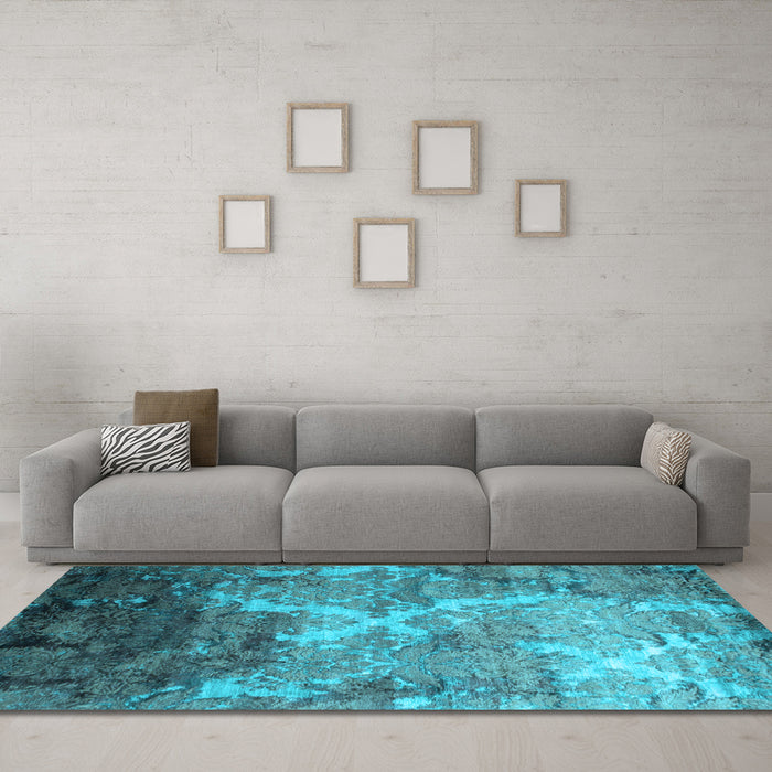 Machine Washable Abstract Light Blue Contemporary Rug in a Living Room, wshcon1272lblu