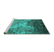 Sideview of Machine Washable Abstract Turquoise Contemporary Area Rugs, wshcon1272turq