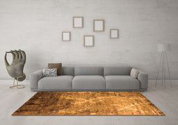Machine Washable Abstract Orange Contemporary Area Rugs in a Living Room, wshcon1272org