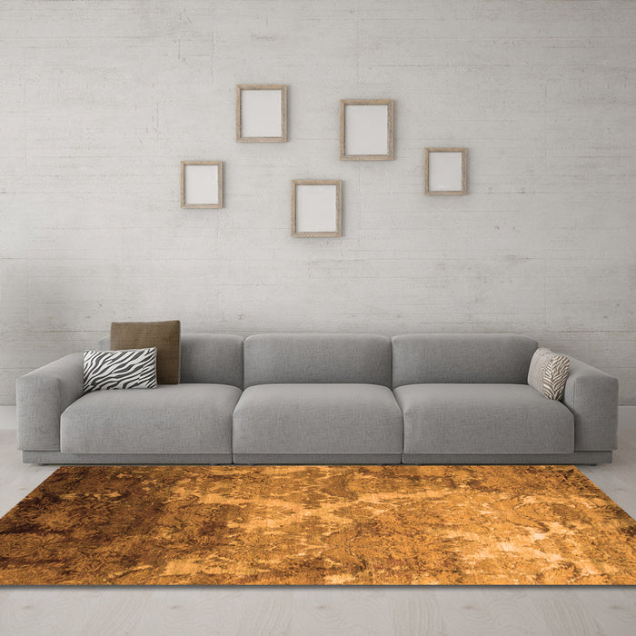 Machine Washable Abstract Orange Contemporary Area Rugs in a Living Room, wshcon1272org