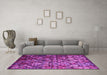 Machine Washable Abstract Pink Contemporary Rug in a Living Room, wshcon1273pnk