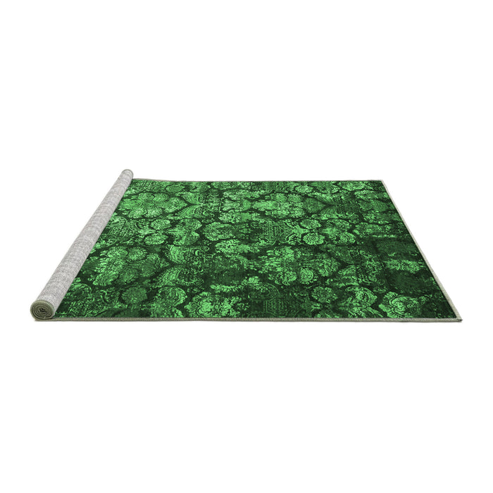 Sideview of Machine Washable Abstract Emerald Green Contemporary Area Rugs, wshcon1273emgrn