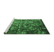 Sideview of Machine Washable Abstract Emerald Green Contemporary Area Rugs, wshcon1273emgrn