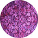 Round Machine Washable Abstract Pink Contemporary Rug, wshcon1273pnk