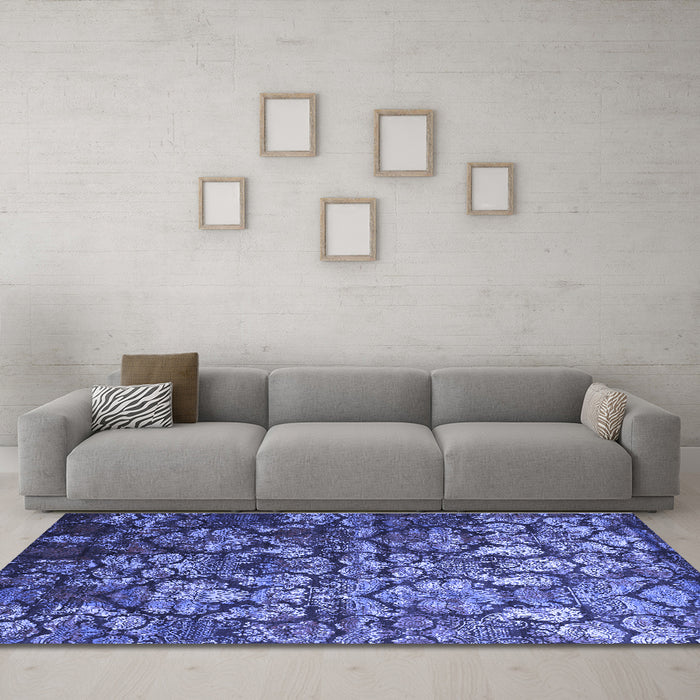 Machine Washable Abstract Blue Contemporary Rug in a Living Room, wshcon1273blu