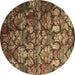 Round Abstract Brown Contemporary Rug, con1273brn