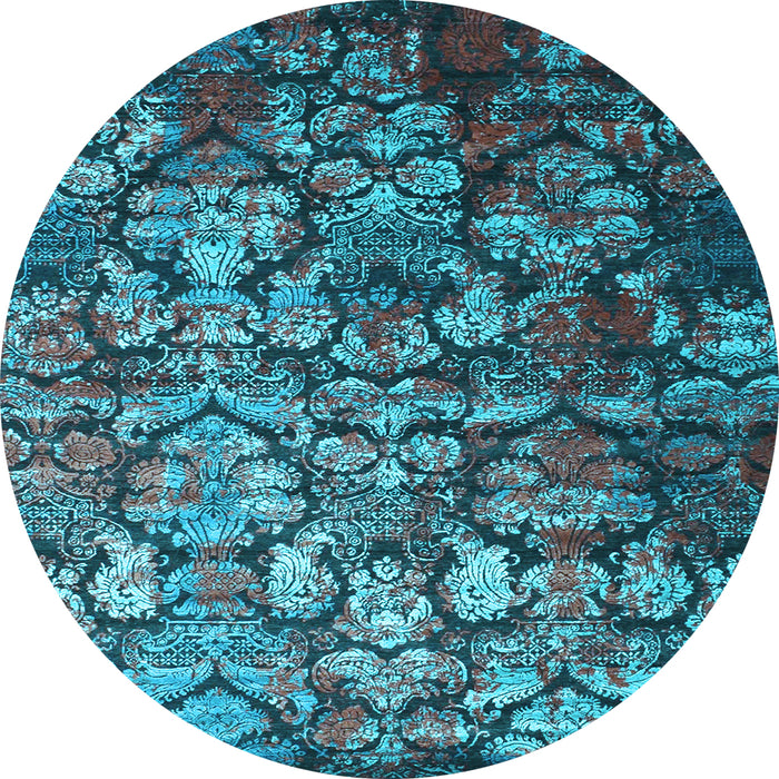Round Machine Washable Abstract Light Blue Contemporary Rug, wshcon1273lblu