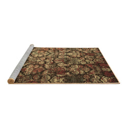 Sideview of Machine Washable Abstract Brown Contemporary Rug, wshcon1273brn