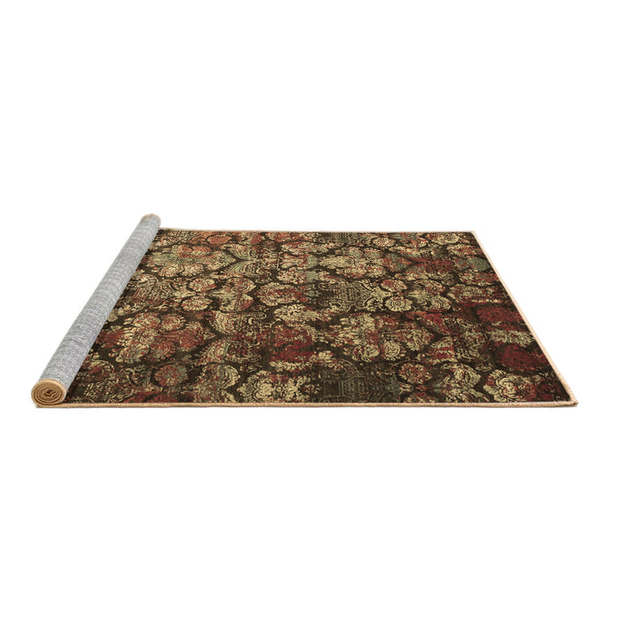 Sideview of Machine Washable Abstract Brown Contemporary Rug, wshcon1273brn