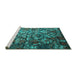 Sideview of Machine Washable Abstract Turquoise Contemporary Area Rugs, wshcon1273turq