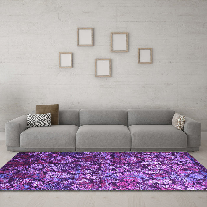 Machine Washable Abstract Purple Contemporary Area Rugs in a Living Room, wshcon1273pur
