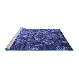 Sideview of Machine Washable Abstract Blue Contemporary Rug, wshcon1273blu