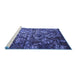 Sideview of Machine Washable Abstract Blue Contemporary Rug, wshcon1273blu