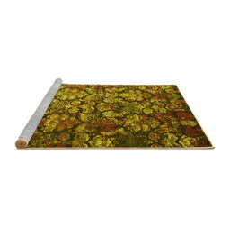 Sideview of Machine Washable Abstract Yellow Contemporary Rug, wshcon1273yw