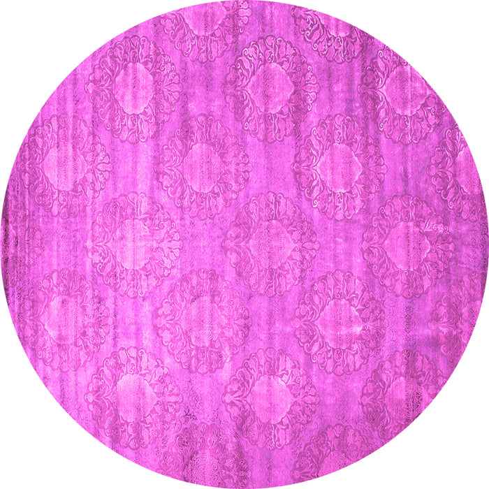 Round Machine Washable Abstract Pink Contemporary Rug, wshcon1274pnk