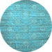 Round Machine Washable Abstract Light Blue Contemporary Rug, wshcon1274lblu