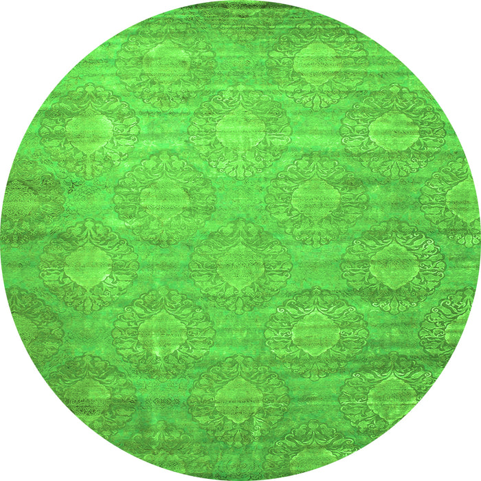 Square Abstract Green Contemporary Rug, con1274grn